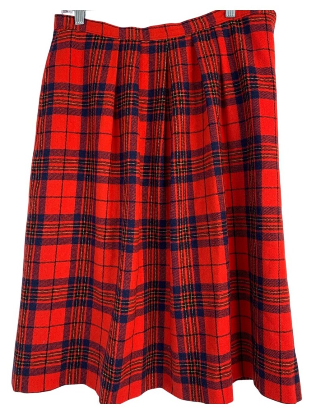 Vintage 70s Pendleton Red Leslie Tartan Wool Midi Skirt USA 10/12 Moth Holes - Picture 5 of 16
